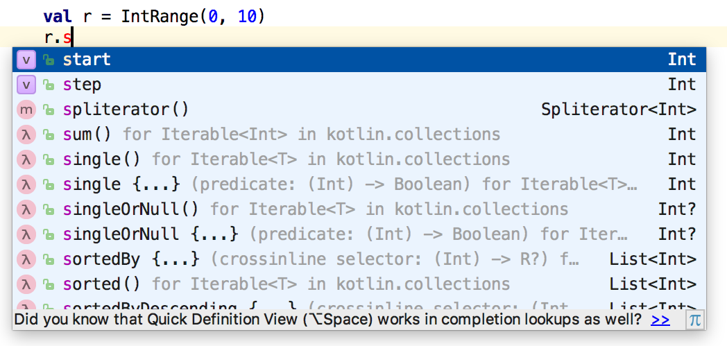 code completion